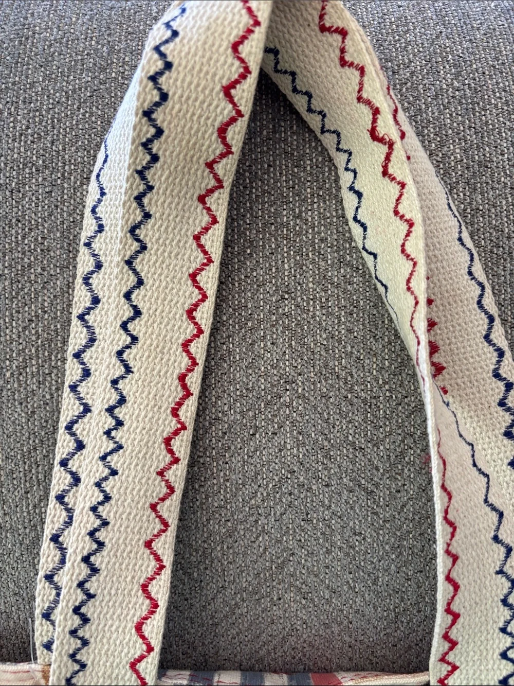 Paul Brent Seaside Patchwork Canvas Tote in Navy, Red, Cream